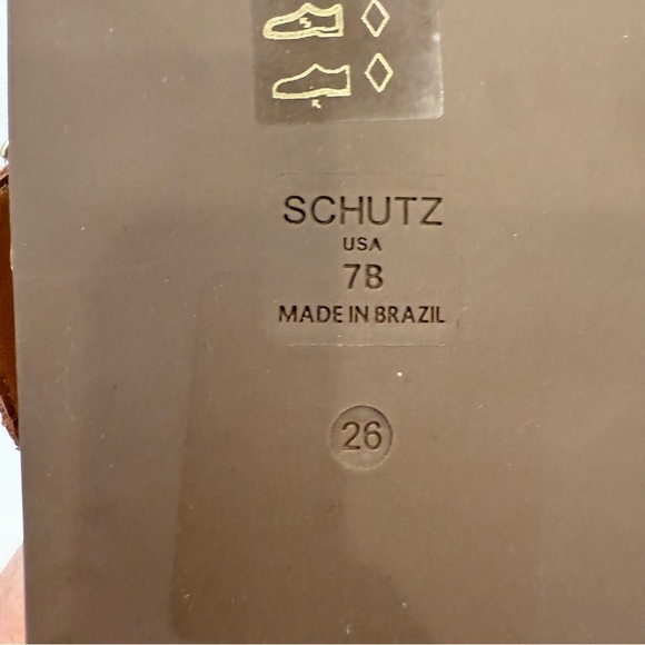 SCHUTZ Enola Crisscross Buckle CAMEL Leather Sandals Slides Women's 7 NEW! - Picture 7 of 10